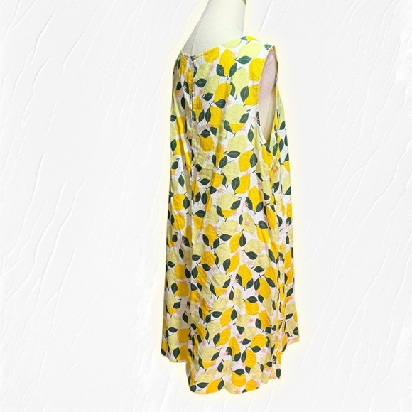 NWT C&C California 100% Linen Summer Lemon & Leaf Printed Shift Dress Size 2X - Picture 12 of 15
